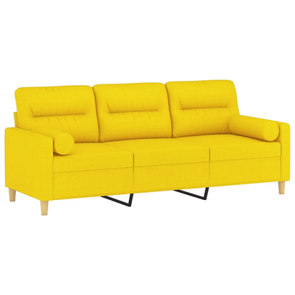 Sofá 3 lugares + almofadas decoração 180cm tecido amarelo-claro