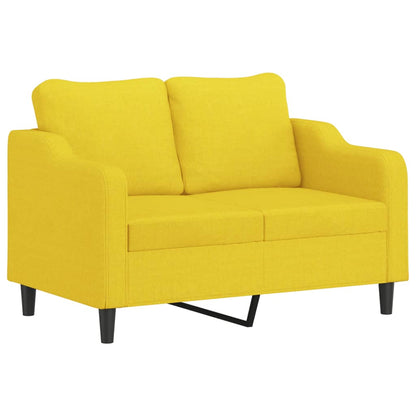 Sofá 2 lug. + almofadas decorativas 120 cm tecido amarelo-claro