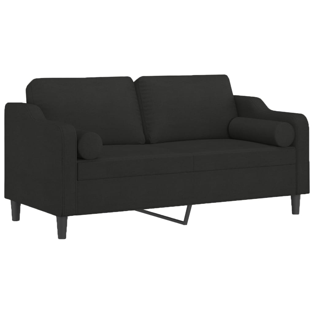 Sofá 2 lugares + almofadas decorativas 140 cm tecido preto
