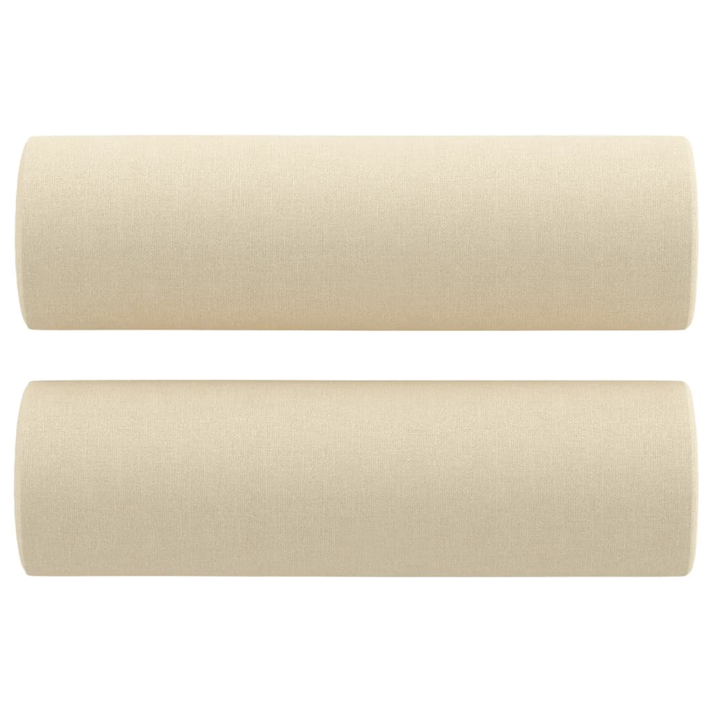 Sofá 3 lugares + almofadas decorativas 180 cm tecido cor creme