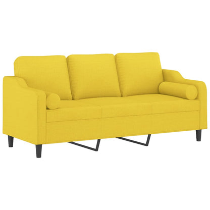 Sofá 3 lugares + almofadas decoração 180cm tecido amarelo-claro