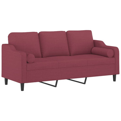 Sofá 3 lug. + almofadas decorativas 180cm tecido vermelho tinto