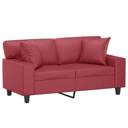Sofá 2 lugares +almofadas 120cm couro artificial vermelho tinto