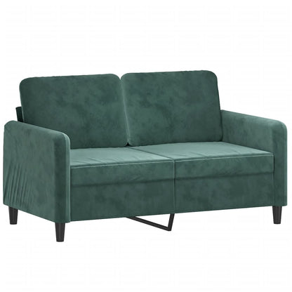 Sofá 2 lug. c/ almofadas decorativas 120 cm veludo verde-escuro