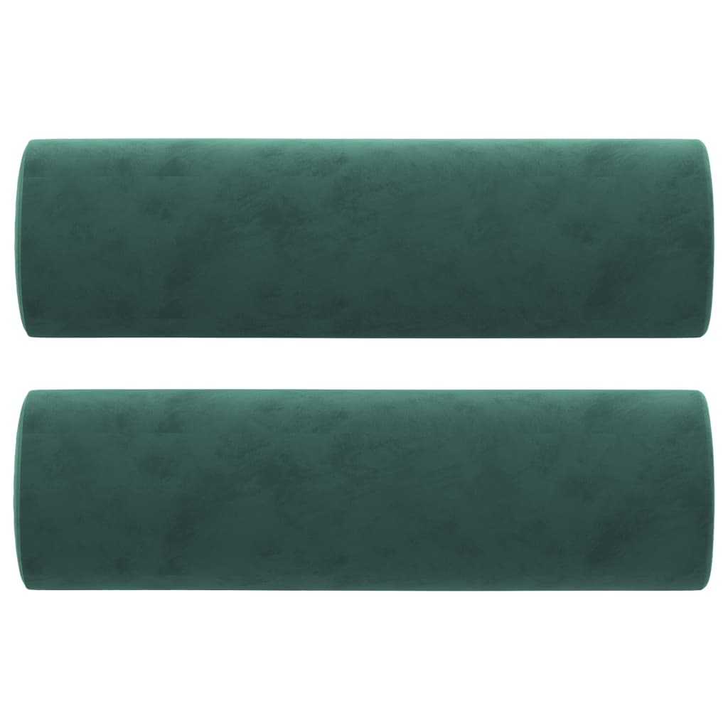 Sofá 2 lug. c/ almofadas decorativas 120 cm veludo verde-escuro