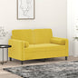 Sofá 2 lugares c/ almofadas decorativas 120 cm veludo amarelo