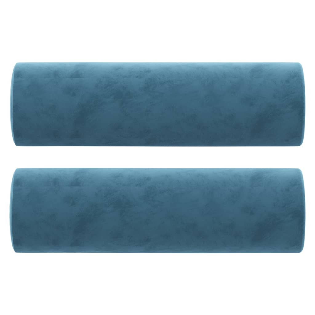 Sofá 2 lugares c/ almofadas decorativas 120 cm veludo azul