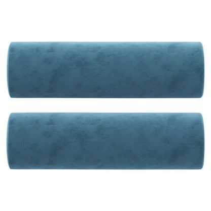 Sofá 2 lugares c/ almofadas decorativas 120 cm veludo azul
