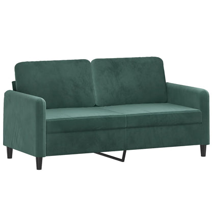 Sofá 2 lug. c/ almofadas decorativas 140cm veludo verde-escuro