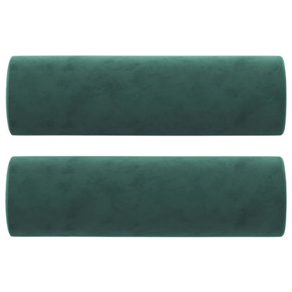 Sofá 2 lug. c/ almofadas decorativas 140cm veludo verde-escuro