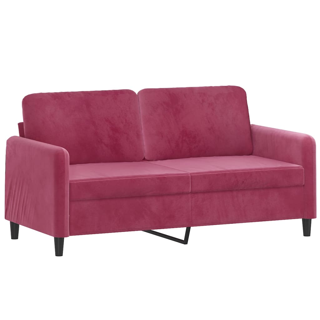 Sofá 2 lug. + almofadas decorativas 140cm veludo vermelho tinto
