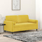 Sofá 2 lugares c/ almofadas decorativas 140 cm veludo amarelo