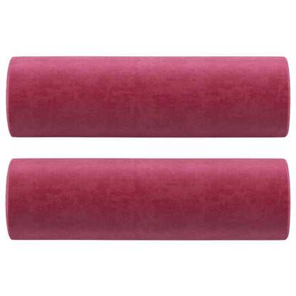 Sofá 3 lug. + almofadas decorativas 180cm veludo vermelho tinto