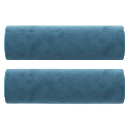 Sofá 3 lugares c/ almofadas decorativas 180 cm veludo azul