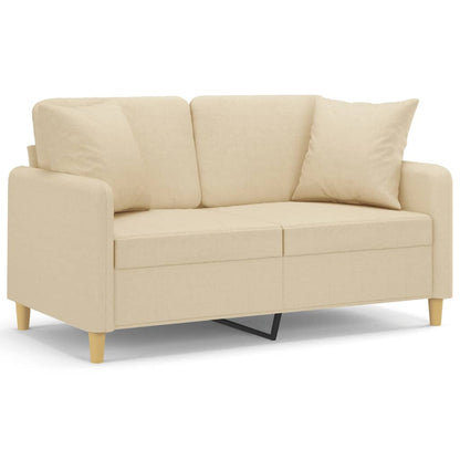Sofá 2 lugares + almofadas decorativas 120 cm tecido cor creme