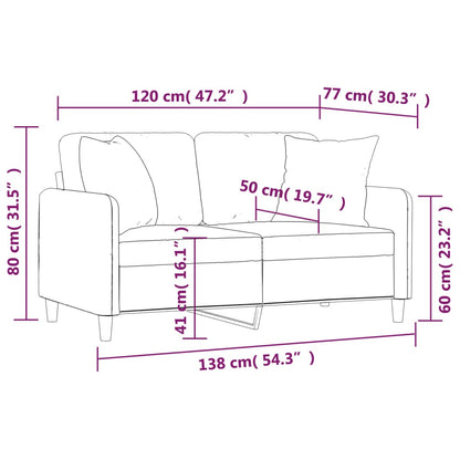Sofá 2 lugares + almofadas decorativas 120 cm tecido cor creme
