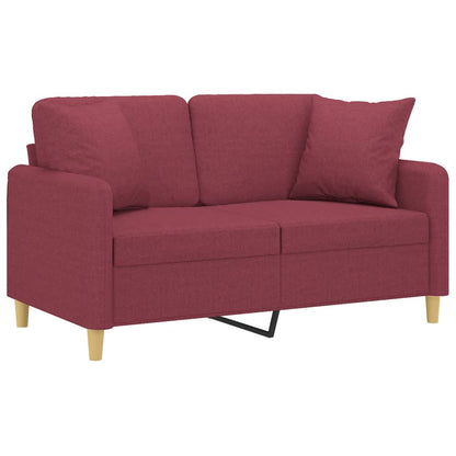 Sofá 2 lug. + almofadas decorativas 120cm tecido vermelho tinto