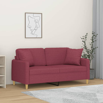Sofá 2 lug. + almofadas decorativas 140cm tecido vermelho tinto