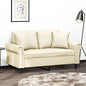 Sofá 2 lugares + almofadas decorativas 120cm couro artif. creme