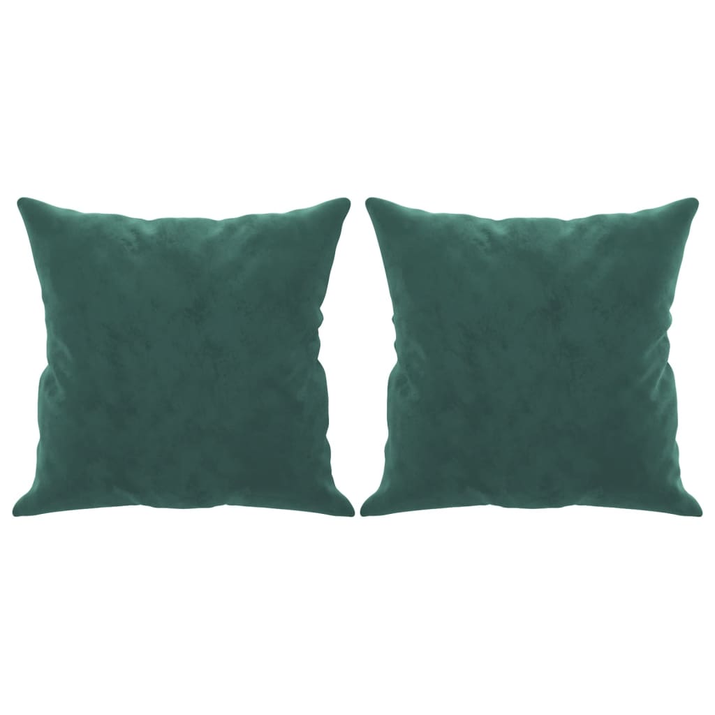 Sofá 2 lug. c/ almofadas decorativas 120 cm veludo verde-escuro