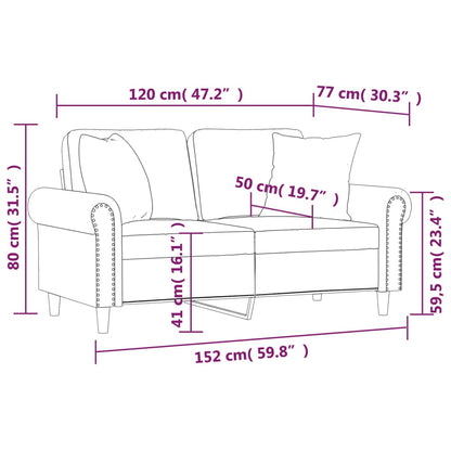 Sofá 2 lug. c/ almofadas decorativas 120 cm veludo rosa