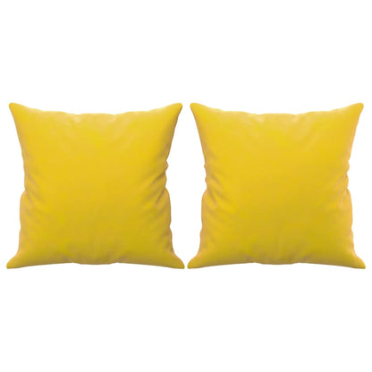 Sofá 2 lugares c/ almofadas decorativas 120 cm veludo amarelo