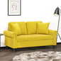 Sofá 2 lugares c/ almofadas decorativas 120 cm veludo amarelo