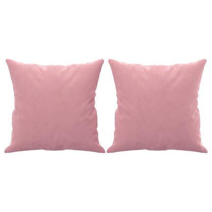 Sofá 2 lugares c/ almofadas decorativas 140 cm veludo rosa
