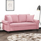 Sofá 2 lugares c/ almofadas decorativas 140 cm veludo rosa