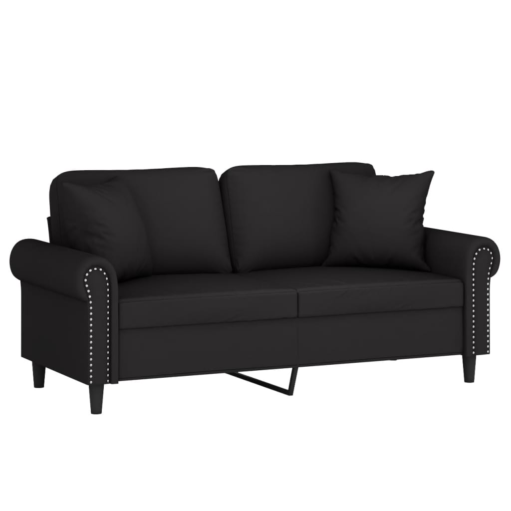 Sofá 2 lugares c/ almofadas decorativas 140 cm veludo preto