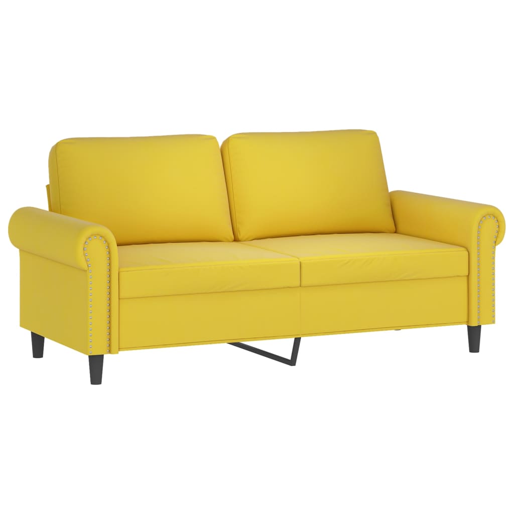 Sofá 2 lugares c/ almofadas decorativas 140 cm veludo amarelo
