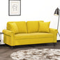 Sofá 2 lugares c/ almofadas decorativas 140 cm veludo amarelo
