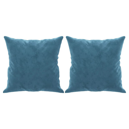 Sofá 2 lugares c/ almofadas decorativas 140 cm veludo azul