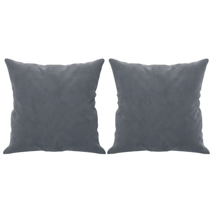 Sofá 3 lug. c/ almofadas decorativas 180 cm veludo cinza-escuro
