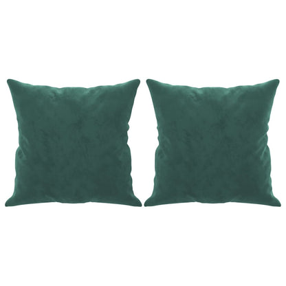 Sofá 3 lug. c/ almofadas decorativas 180 cm veludo verde-escuro