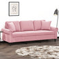 Sofá 3 lugares c/ almofadas decorativas 180 cm veludo rosa
