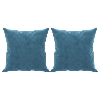 Sofá 3 lugares c/ almofadas decorativas 180 cm veludo azul
