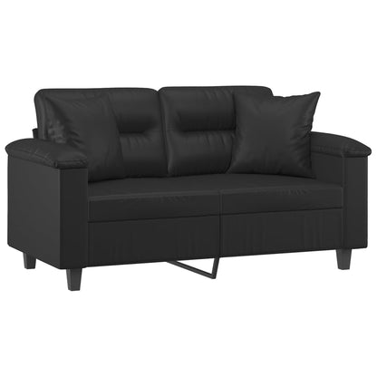 Sofá 2 lugares + almofadas decorativas 120cm couro artif. preto