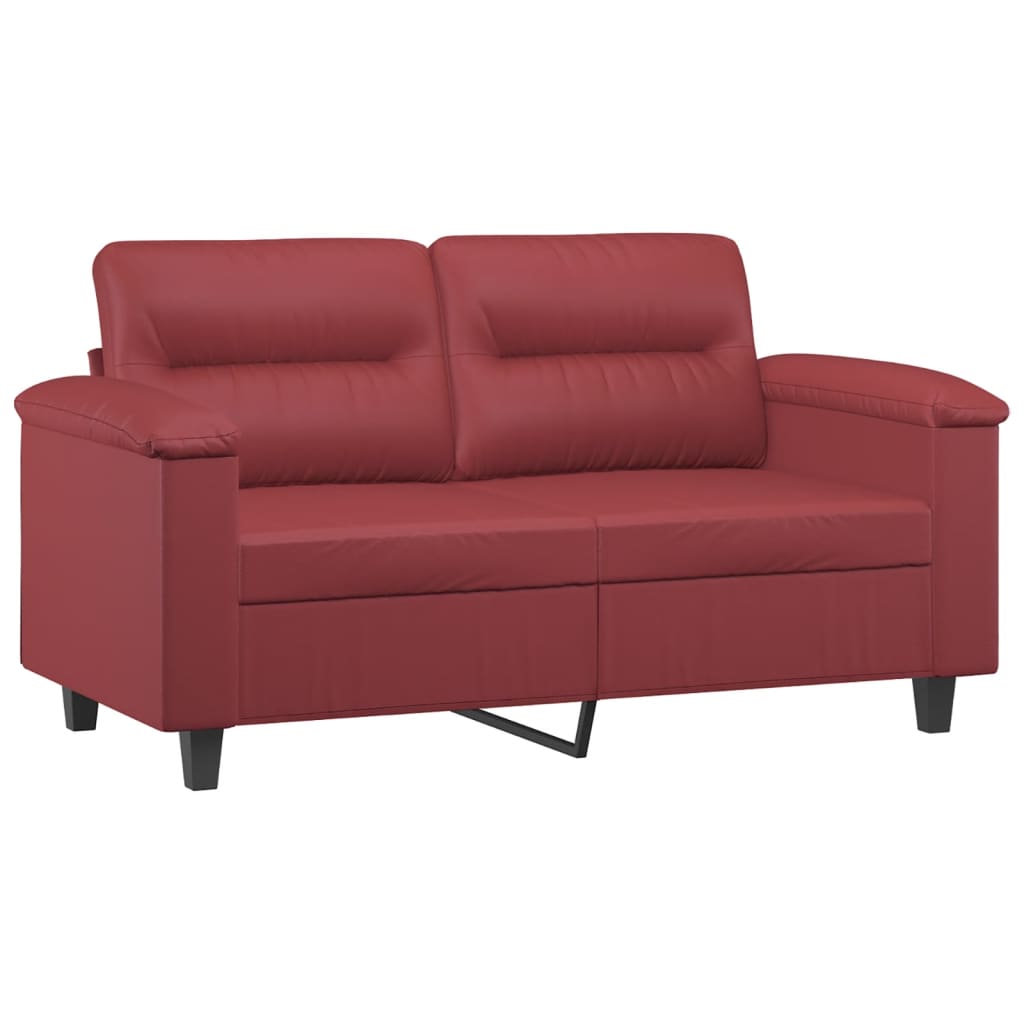 Sofá 2 lugares +almofadas 120cm couro artificial vermelho tinto