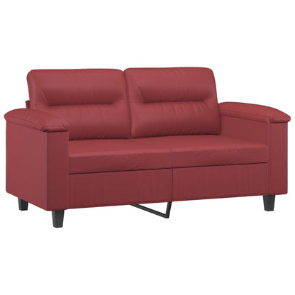 Sofá 2 lugares +almofadas 120cm couro artificial vermelho tinto