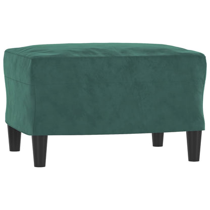 Sofá de 3 lugares com apoio de pés 180 cm veludo verde-escuro