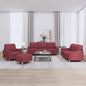 4 pcs conjunto de sofás com almofadões tecido vermelho tinto