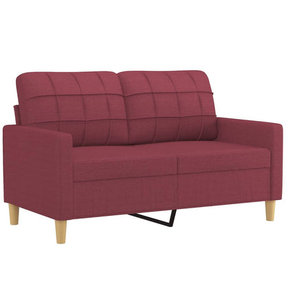 2 pcs conjunto de sofás com almofadas tecido vermelho-tinto