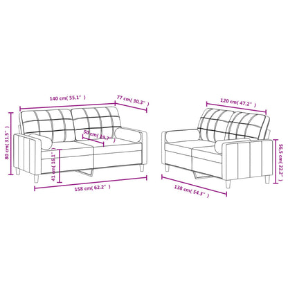 2 pcs conjunto de sofás com almofadas tecido vermelho-tinto