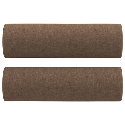 3 pcs conjunto de sofás com almofadas tecido castanho