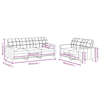 2 pcs conjunto de sofás com almofadas tecido vermelho-tinto