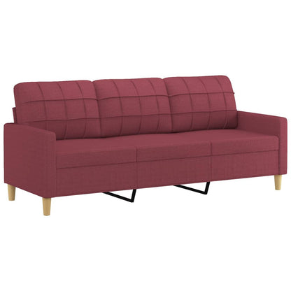 3 pcs conjunto de sofás com almofadas tecido vermelho-tinto