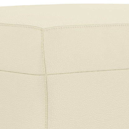 3 pcs conjunto sofás c/ almofadões couro artificial cor creme