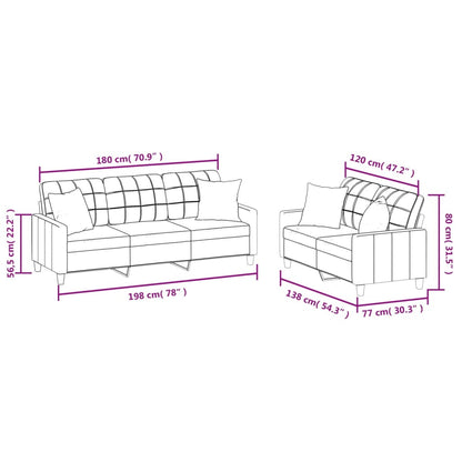 2 pcs conjunto de sofás com almofadas couro artificial creme