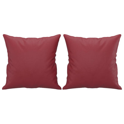 2 pcs conjunto sofás c/ almofadas couro artif. vermelho tinto